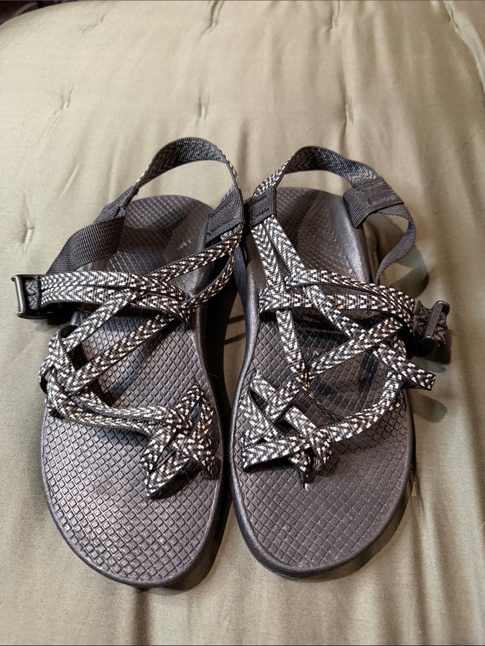 Chaco Black & White Patterned Strappy Sandals